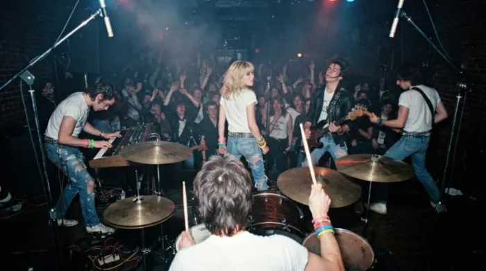 Blondie-inspired band wearing Group shirts as rebellious late-1970s New Wave fashion