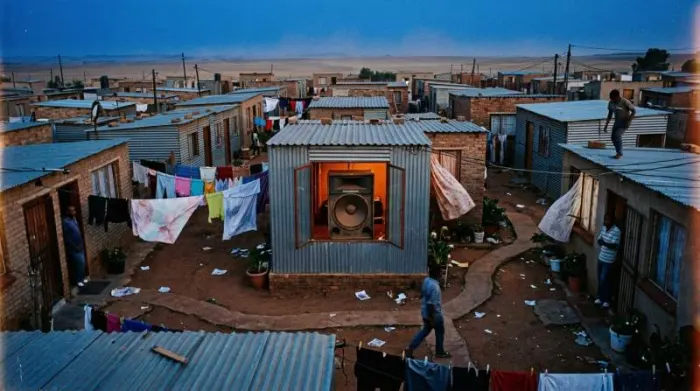 Gumba Fire evokes township music culture through vintage spacegram speakers and collective memory Gumba Fire evokes township music culture through vintage spacegram speakers and collective memory