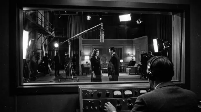 1940s actress demonstrating Lauren Bacall-inspired stillness and controlled screen presence 1940s actress demonstrating Lauren Bacall-inspired stillness and controlled screen presence