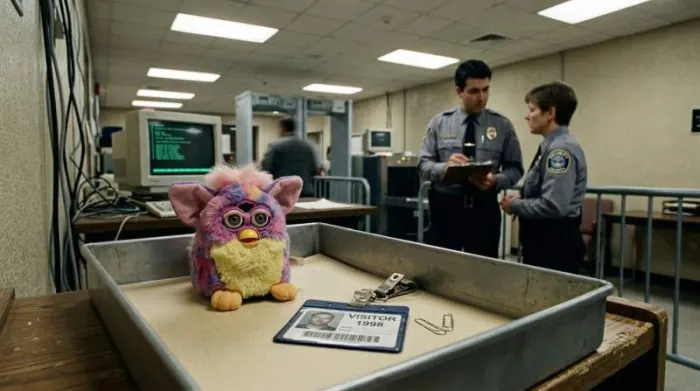 1990s Furby toy isolated at a high-security government checkpoint