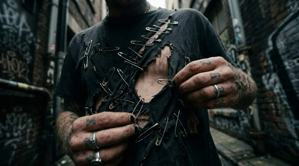 Punk Safety Pins Ripped Tee Diy Fashion