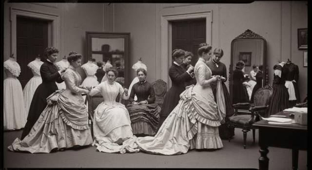 1880s Victorian Bustle Fashion Silhouette