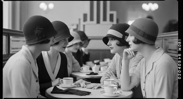 1920s cloche hat paired with sleek bobbed hairstyle