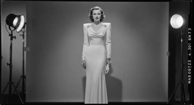 1940s Bias Cut Gown Structured Shoulders Evolution