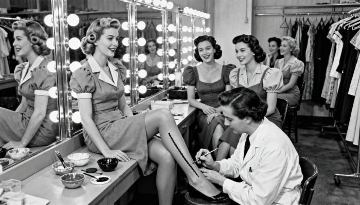 1940s Hollywood Liquid Stockings Backstage