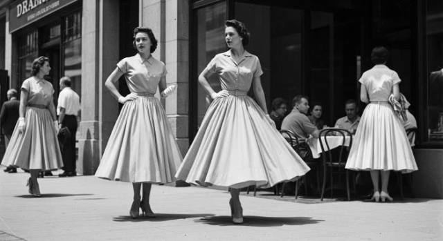 1950s Fashion Cinched Waists Full Skirts Elegance