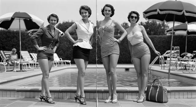 1950s Pin Up Poolside Glamour Structured Sensuality