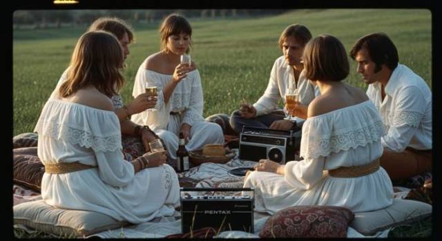 1970s Boho Off The Shoulder Summer
