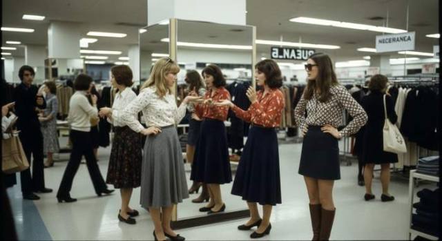1970s Midi Skirt Department Store Debate