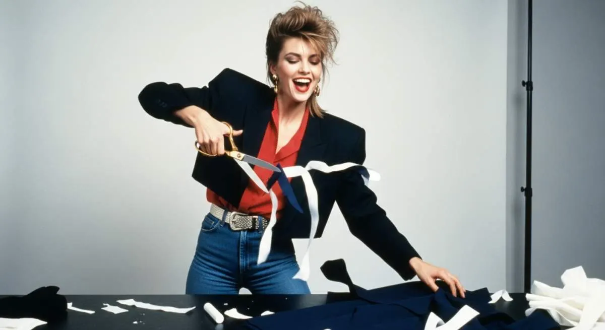 Cropped 1980s power blazer restyled into a modern streetwear fashion piece