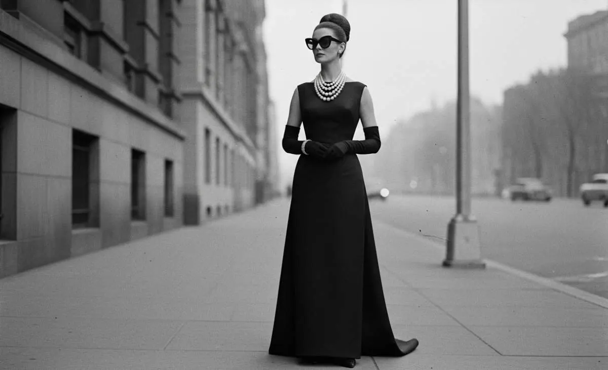 Audrey Hepburn-inspired black Givenchy gown representing timeless Hollywood elegance