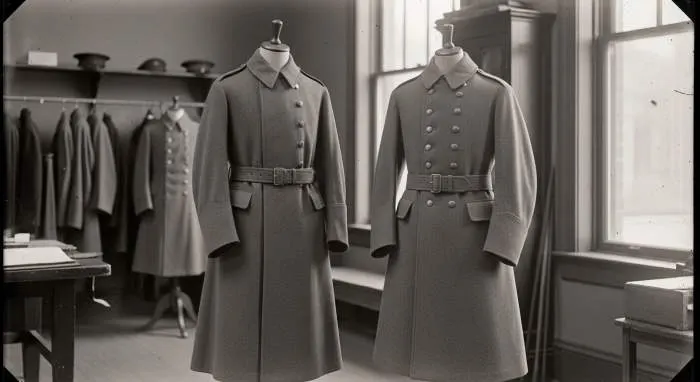 Burberry gabardine trench coat worn by WWI officers