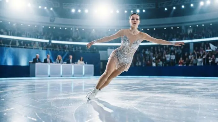 Figure skater in nude illusion crystal dress under arena lights sparking controversy over costume rules Figure skater in nude illusion crystal dress under arena lights sparking controversy over costume rules