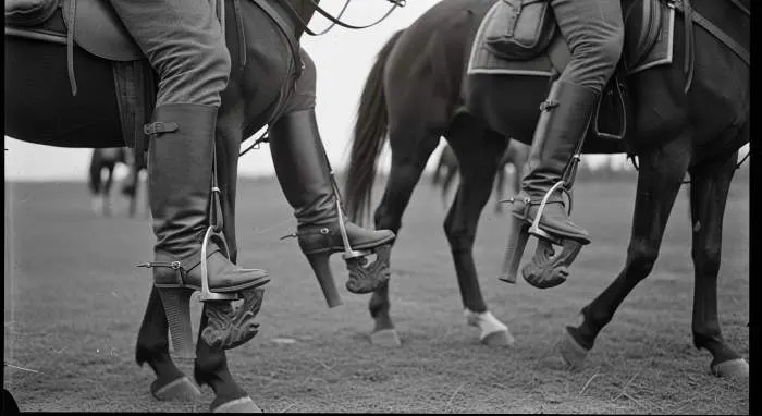 Mounted Persian warrior on horseback with heeled stirrup boots, ancient precursor to the stiletto