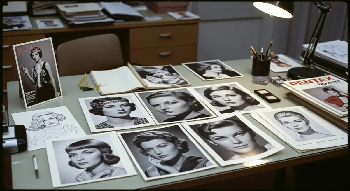 Collage of iconic beauty trends and makeup styles that defined different decades