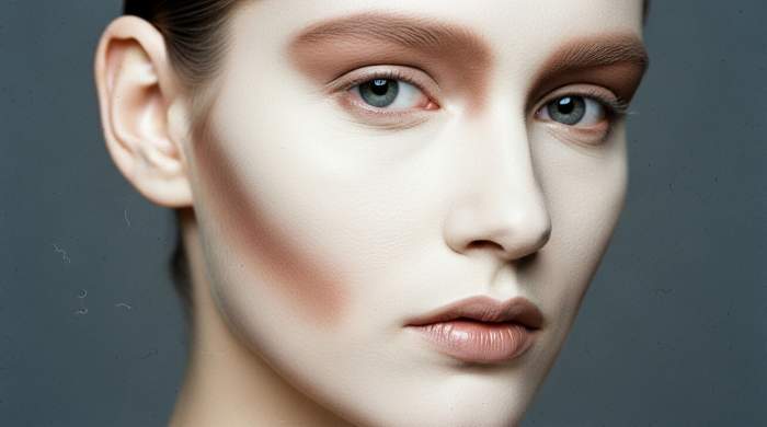 late 1980s matte skin angular editorial beauty