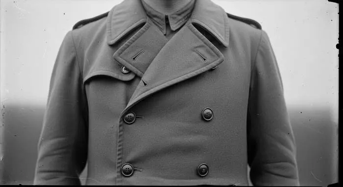 Double-breasted trench coat with storm flap and buttoned wide lapels