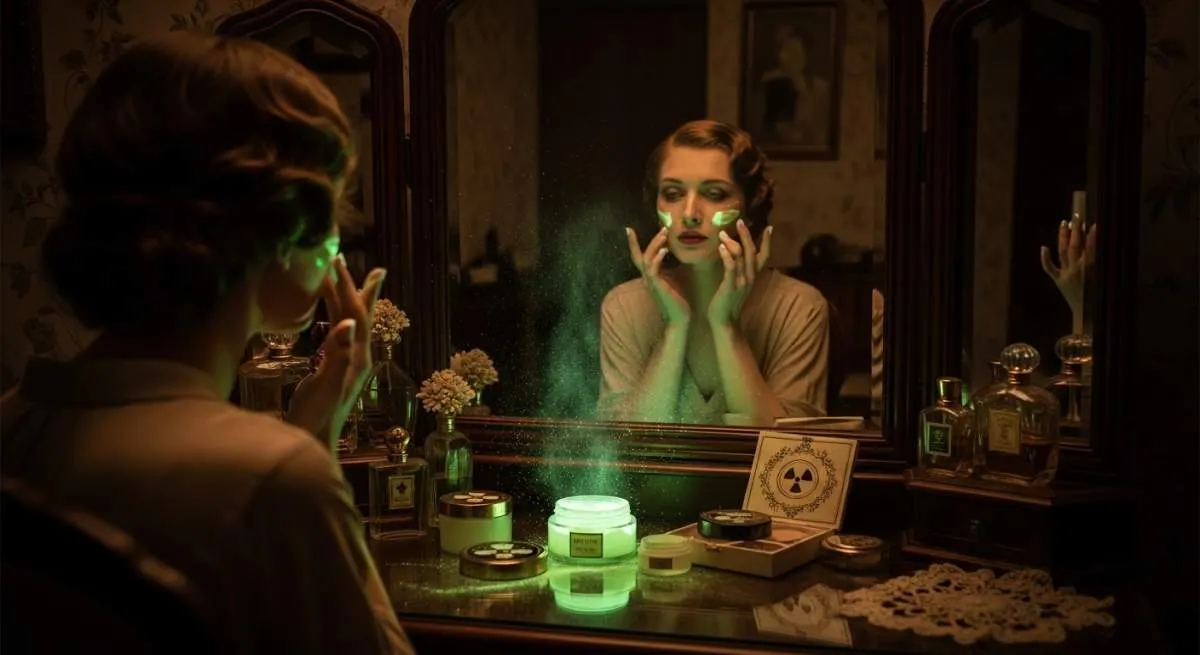 Vintage cosmetic jars and powders linked to dangerous radioactive beauty products from the early 20th century